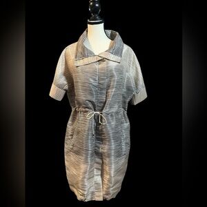 Lela Rose Grey and Cream Gradient Striped Jacket